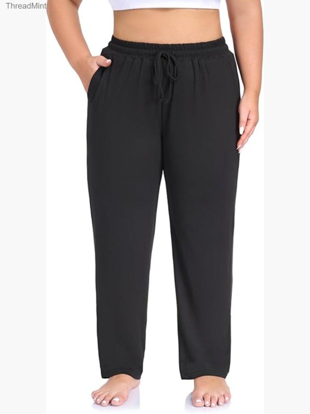 Plus Size Casual Yoga Pants Straight Leg Lounge Joggers with Pockets